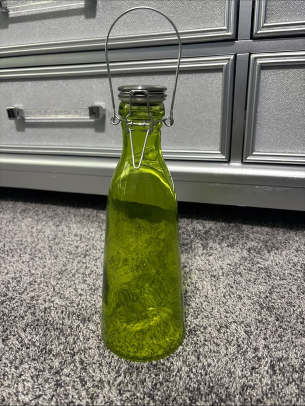 Green Glass Bottle with Swing Top Cap